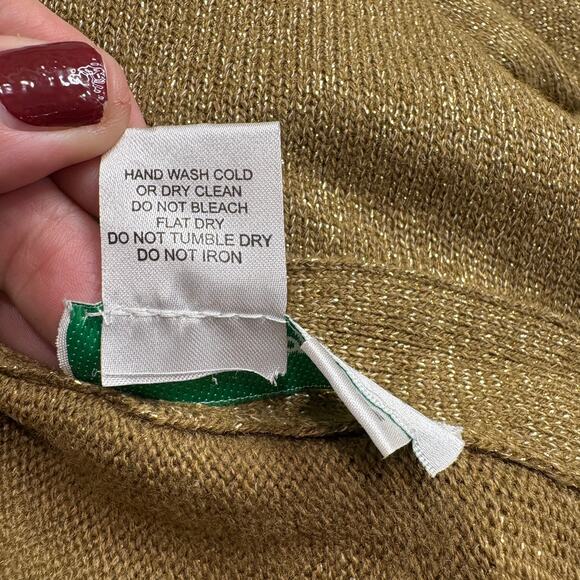 Ulla Popken Plus Size 20/22 Boyfriend Cardigan Sweater Gold Metallic Holiday - Picture 8 of 10